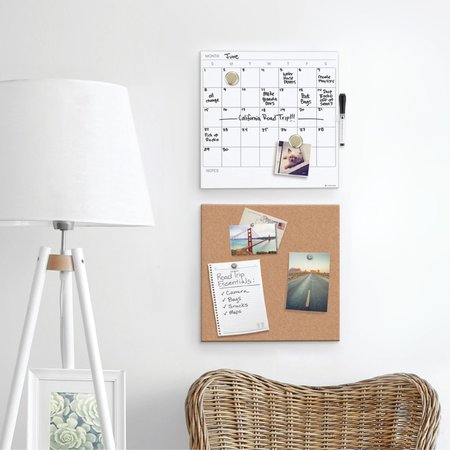 U Brands Tile Board w/Undated One Month Calendar, 14 x 14, White/Natural, PK2 3889U00-01